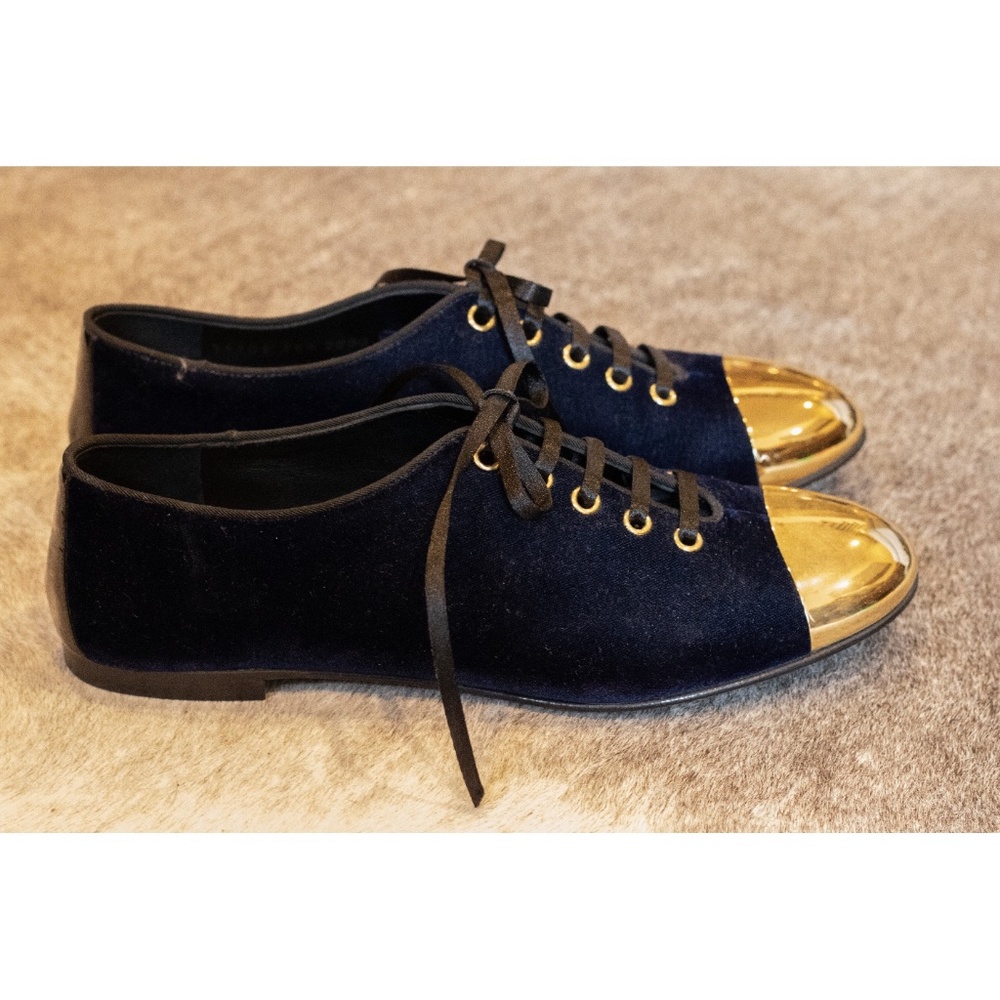 NWOT Giuseppe Zanotti Blue Velvet Oxford Flats